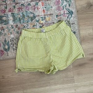 Aritzia Sunday Best green gingham shorts